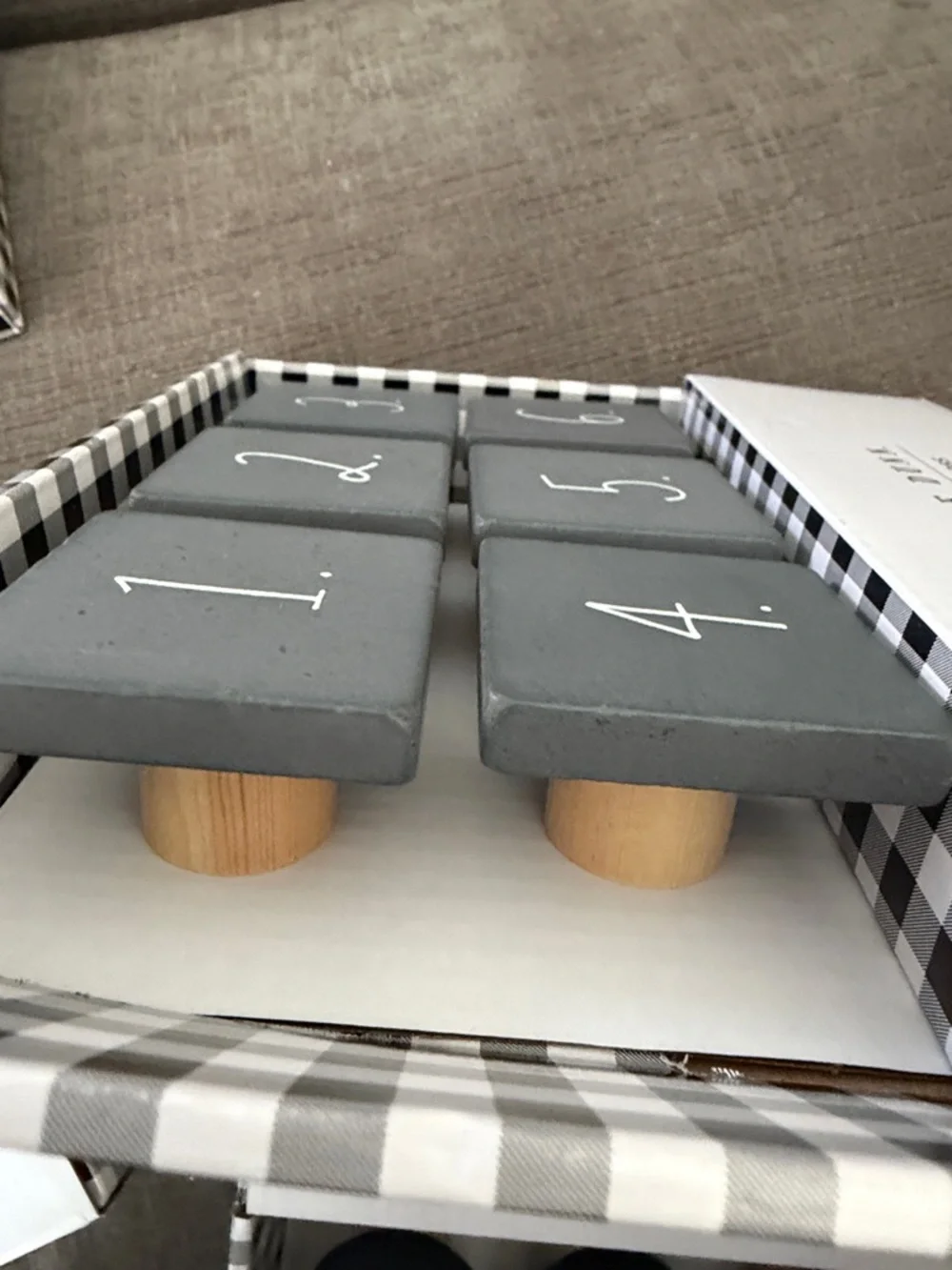 Rae Dunn Gray Numbered Square Drawer Knobs Set - Picture 2 of 4